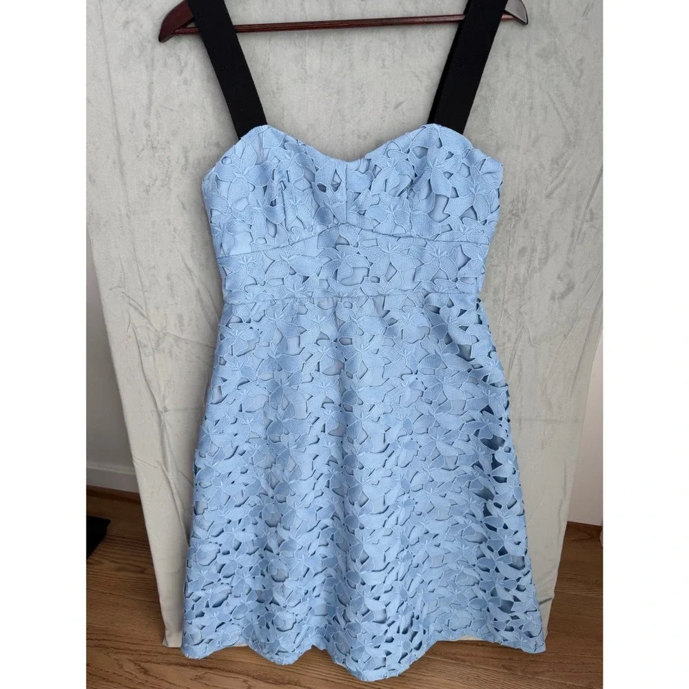 J.Crew Floral Eyelet Lace Coquette Dress Women 6 Light Blue